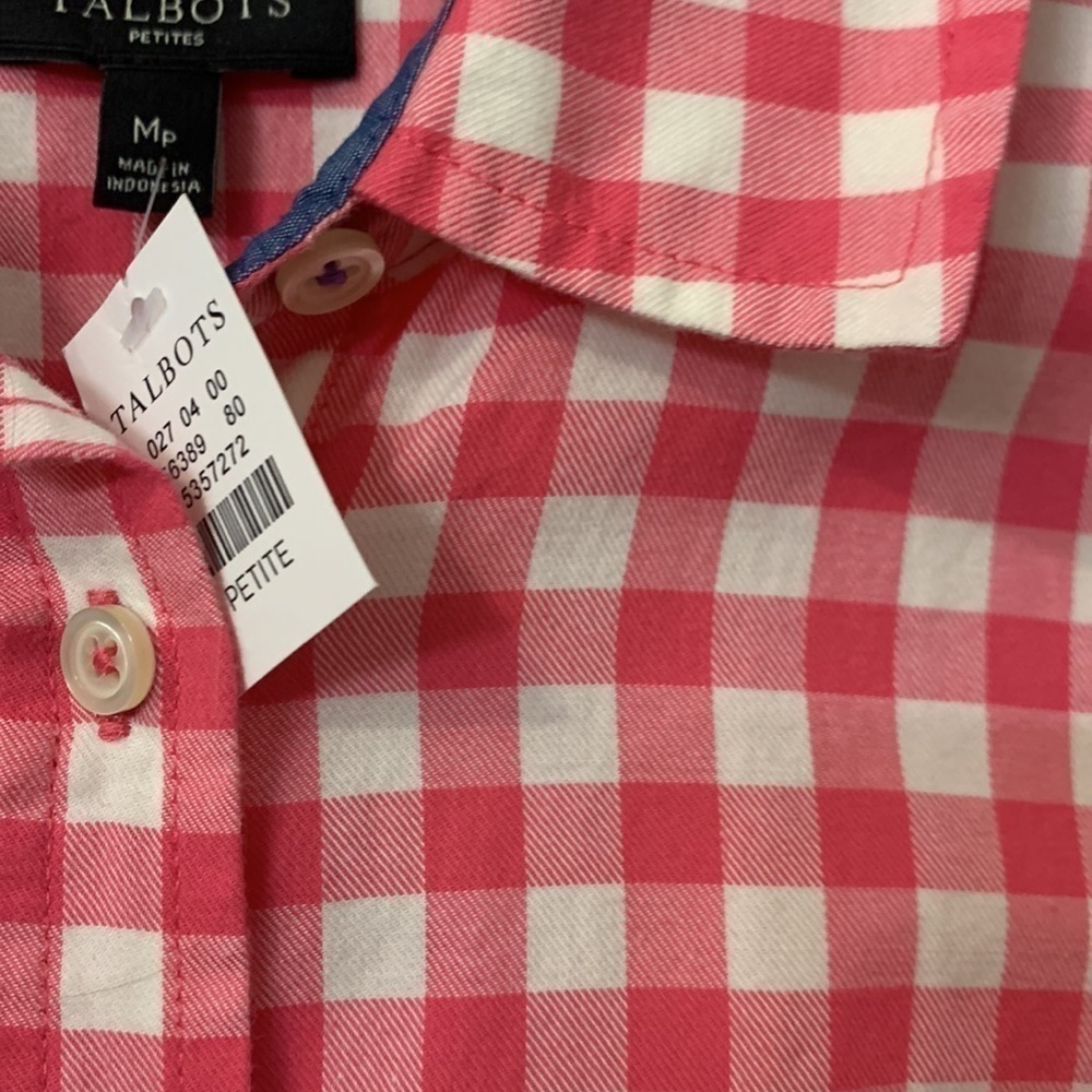 Talbots MP long sleeve pink check - Picture 6 of 6